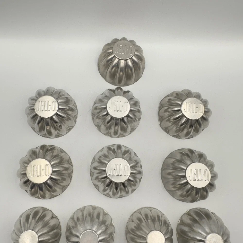 Vintage Jell-O Aluminum Gelatin Molds Mixed Set of 15 Fluted Scalloped Silver